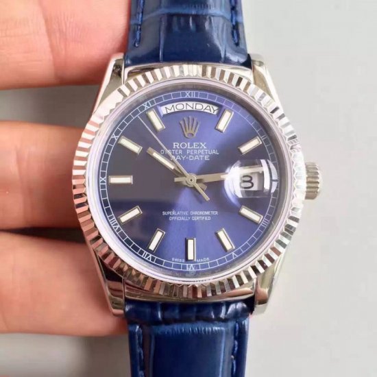 Rolex Day-Date 118139 36MM V5 Stainless Steel Blue Dial Swiss 28