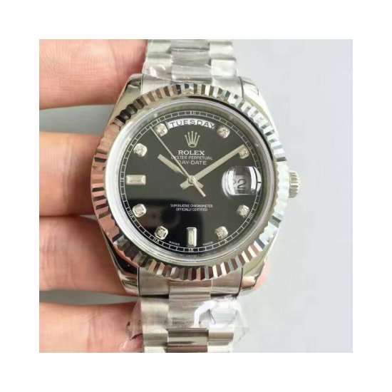 Rolex Day-Date II 218239 41MM V6 Stainless Steel Black Dial Swis