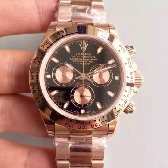 Rolex Daytona Cosmograph 116505 JH Rose Gold Black Dial Swiss 41