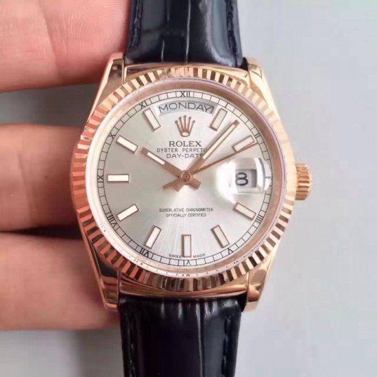 Rolex Day-Date 118138 36MM V5 Rose Gold Sundust Dial Swiss 2836-