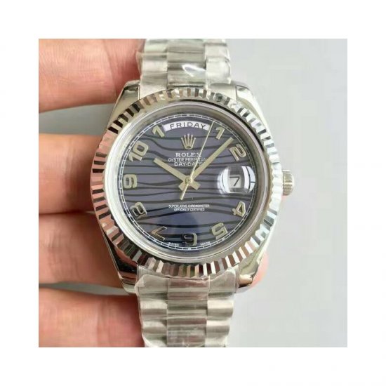 Rolex Day-Date II 218239 41MM V6 Stainless Steel Blue Waves Dial