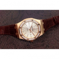 Audemars Piguet Royal Oak 15400 Rose Gold & Diamonds White D