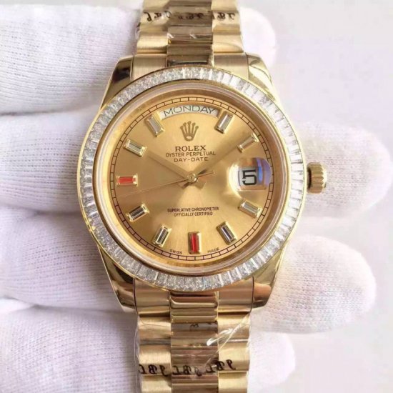 Rolex Day-Date II 218238 41MM KW Yellow Gold & Diamonds Cham