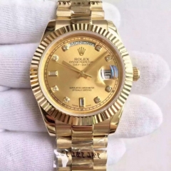 Rolex Day-Date II 218238 41MM KW Yellow Gold Champagne Dial Swis