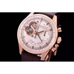 Zenith El Primero RG AXF White Dial on Brown Leather Strap Manua