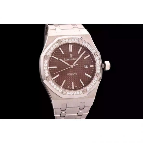 Audemars Piguet Royal Oak 15400 Stainless Steel Brown Dial Diamo