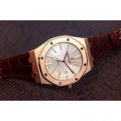 Audemars Piguet Royal Oak 15400 Rose Gold White Dial Swiss 9015