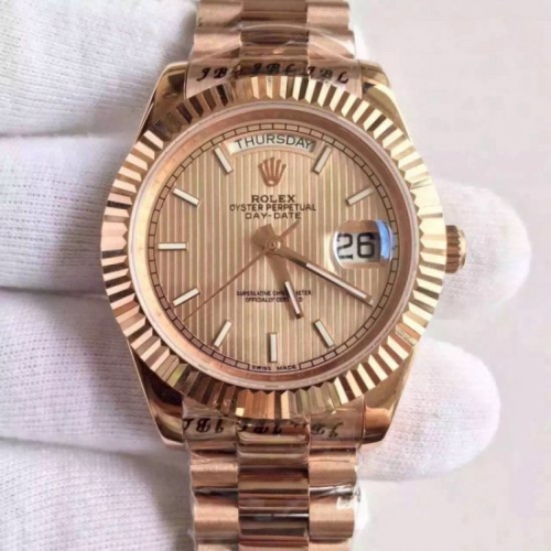 Rolex Day-Date 40 228235 2016 40MM KW Rose Gold Gold Stripe Dial