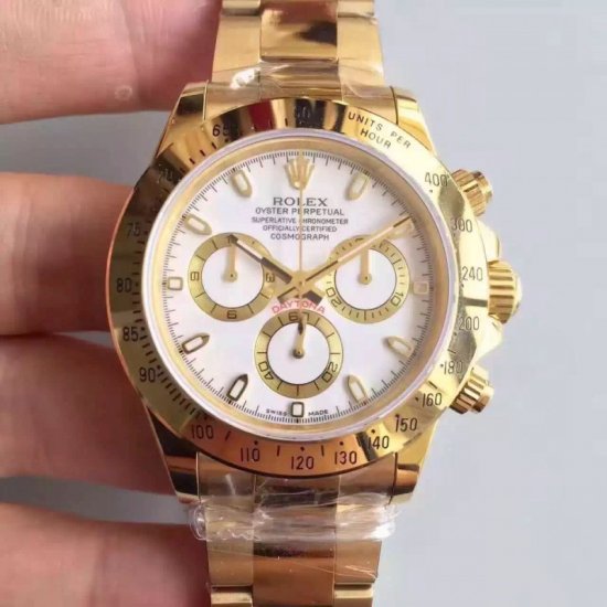 Rolex Daytona Cosmograph 116528 JH Yellow Gold White Dial Swiss