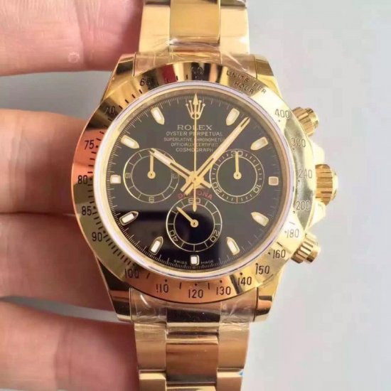 Rolex Daytona Cosmograph 116528 JH Yellow Gold Black Dial Swiss