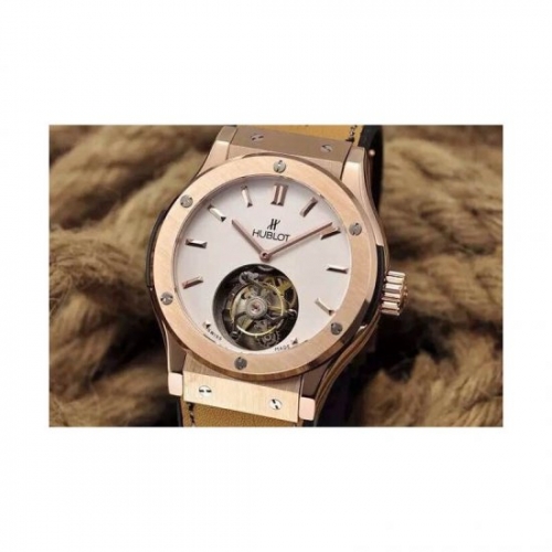 Hublot Classic Fusion Tourbillon Rose Gold White Dial Swiss Tour