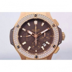 Hublot Big Bang Rose Gold Diamonds Bezel Swiss HUB4100