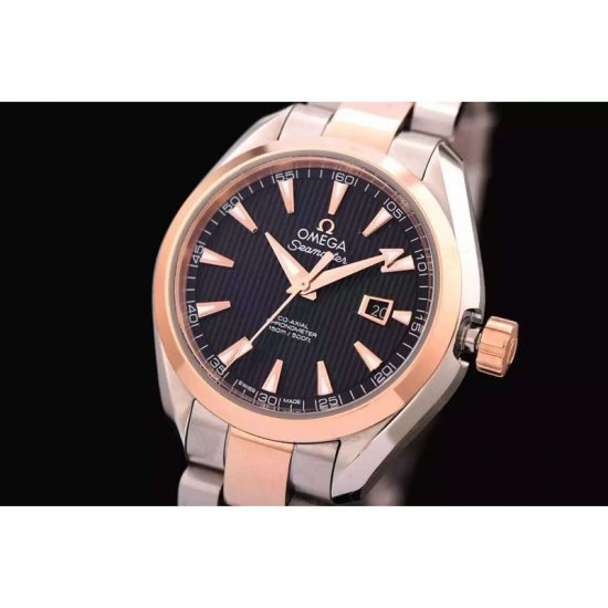 Omega Aqua Terra Lady 34MM Rose Gold & Stainless Steel Black