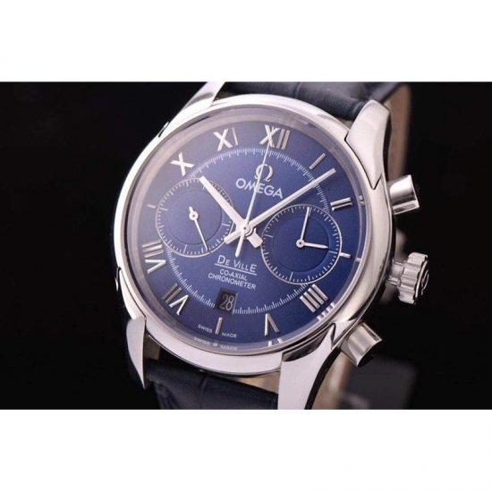 Omega De Ville 42MM Chronograph Stainless Steel Blue Dial Swiss