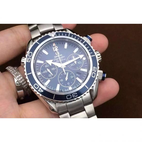 Omega Seamaster Planet Ocean Chronograph 45MM Stainless Steel Bl