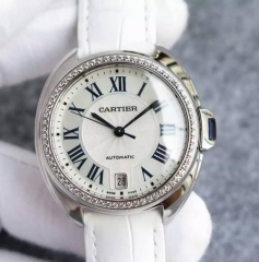 Cartier Cle 40MM Stainless Steel & Diamonds White Dial Swiss