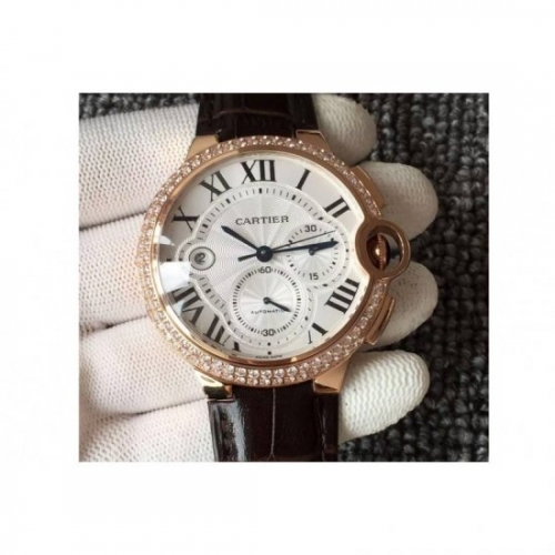 Cartier Ballon Bleu Chronograph Rose Gold & Diamonds White D