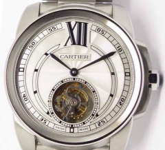 Cartier Calibre Tourbillon Stainless Steel & Rose Gold White