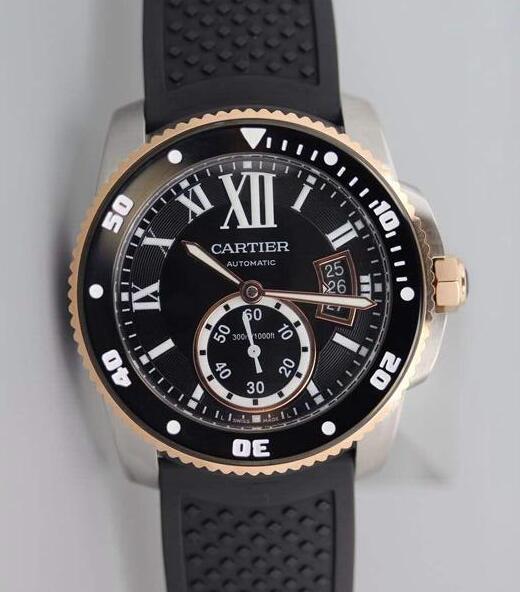 Cartier Calibre Diver V6F Stainless Steel & Rose Gold Black