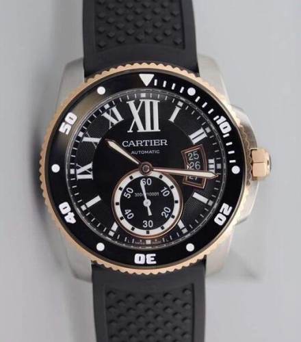 Cartier Calibre Diver V6F Stainless Steel & Rose Gold Black