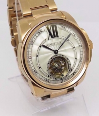 Cartier Calibre Tourbillon Rose Gold White Dial Swiss Tourbillon