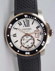 Cartier Calibre Diver V6F Stainless Steel & Rose Gold Black