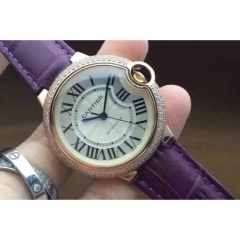 Cartier Ballon Bleu 36MM Rose Gold Diamond Bezel Swiss 2836-2