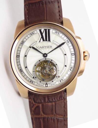 Cartier Calibre Tourbillon Rose Gold White Dial Swiss Tourbillon