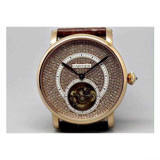 Cartier Ronde Louis Tourbillon Rose Gold Diamonds Dial Swiss Tou