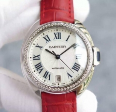 Cartier Cle 40MM Stainless Steel & Diamonds White Dial Swiss