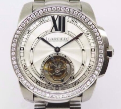 Cartier Calibre Tourbillon Stainless Steel & Diamonds White