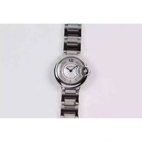 Cartier Ballon Bleu 28MM Ladies Stainless Steel Diamonds & S