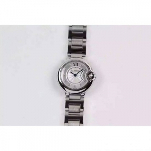 Cartier Ballon Bleu 28MM Ladies Stainless Steel Diamonds & S