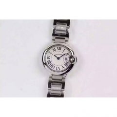 Cartier Ballon Bleu 28MM Ladies Stainless Steel Diamonds & S