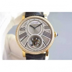 Cartier Rotonde Tourbillon Yellow Gold & Diamonds White Dial