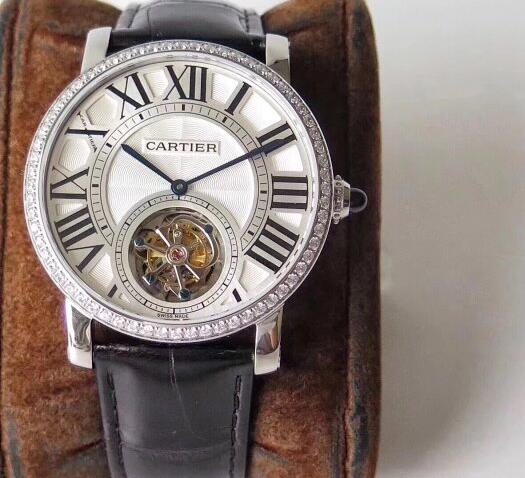 Cartier Rotonde Tourbillon Yellow Gold & Diamonds White Dial