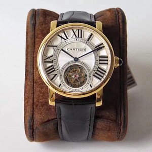 Cartier Rotonde Tourbillon Yellow Gold White Dial