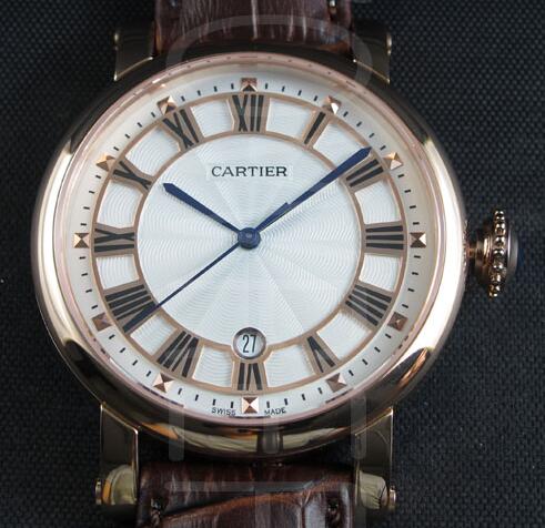 Cartier Rotonde 42MM Rose Gold White Dial Swiss 2824-2