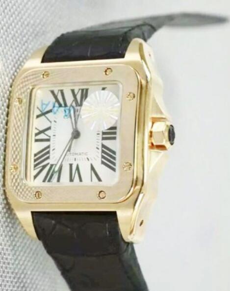 Cartier Santos 100 Rose Gold White Dial Swiss 2836-2