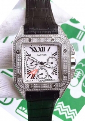 Cartier Santos 100 Chronograph Stainless Steel White Dial Swiss