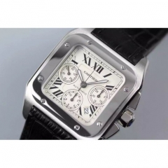 Cartier Santos 100 Chronograph Stainless Steel White Dial Swiss