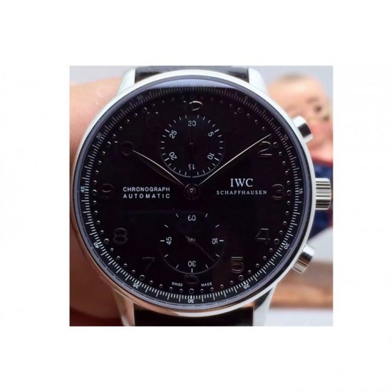 IWC Portuguese IW371438 Chronograph Stainless Steel Black Dial S