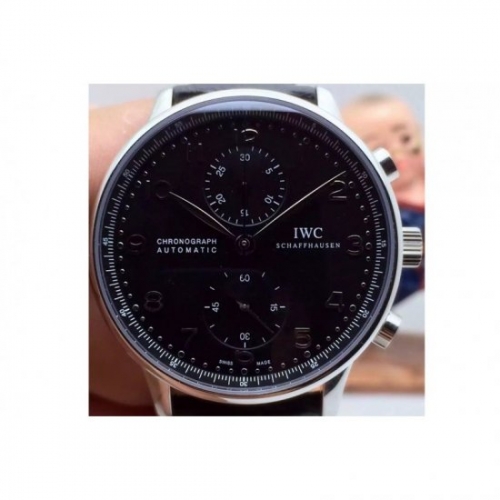 IWC Portuguese IW371438 Chronograph Stainless Steel Black Dial S