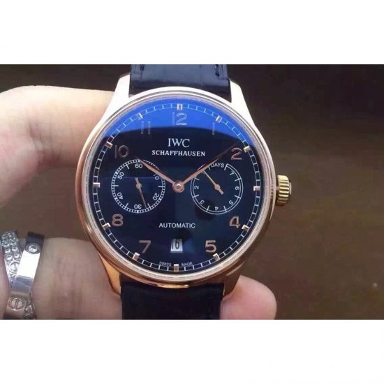 IWC Portuguese IW5007 Power Reserve Rose Gold Black Dial Swiss I