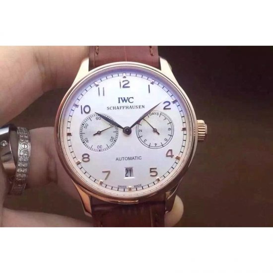 IWC Portuguese IW500705 Power Reserve Rose Gold White Dial Swiss