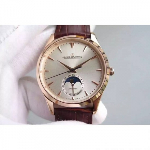 Jaeger-LeCoultre Master Ultra Thin Moon Rose Gold Silver Dial Sw