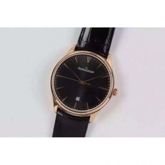 Jaeger-LeCoultre Master Ultra Thin Date Rose Gold Black Dial Swi