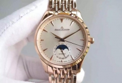 Jaeger-LeCoultre Master Ultra Thin Moon Rose Gold Silver Dial Sw