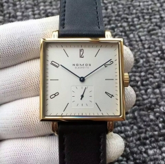 Nomos Tangente Square Yellow Gold White Dial German Alpha