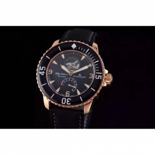 Blancpain Fifty Fathoms Rose Gold Black Dial Swiss 2824